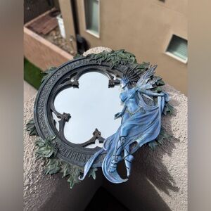 Mystical Fairy Mirror Wall Plaque — Fantasy Rune Art Décor
